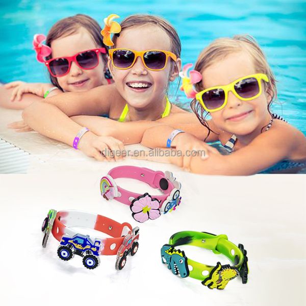 Customized Multi Color Silicone Wristband For Kids With Holes For Charms By Moulding