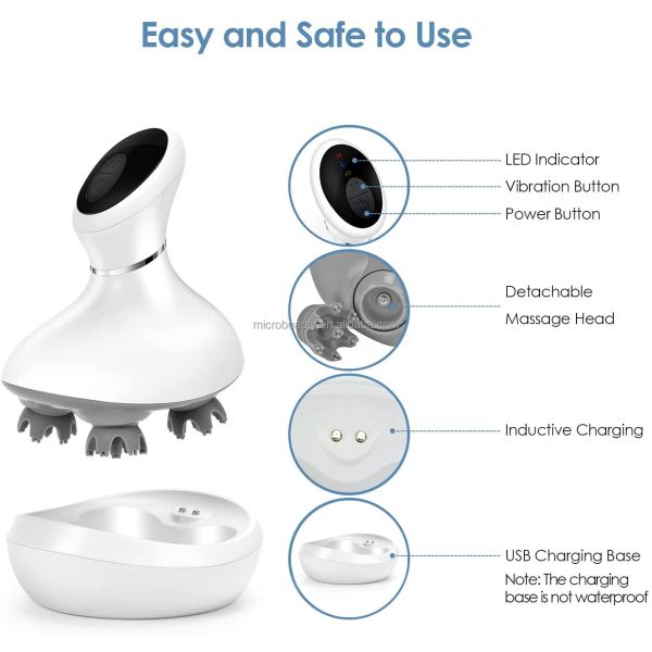 4 Head Electric Shampoo Brush Stress Relief Handheld Head Massage Machine 5W