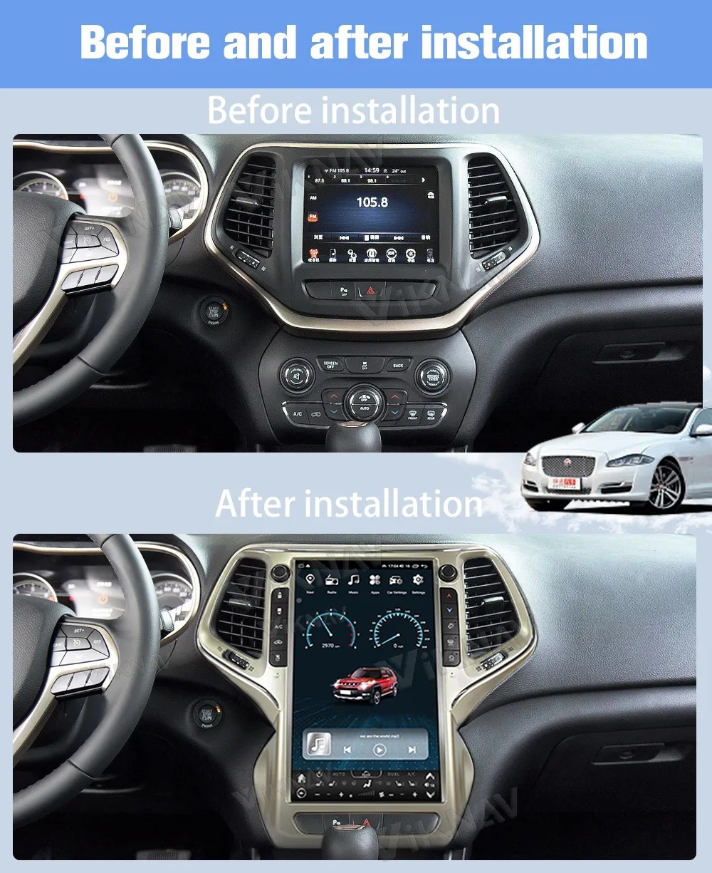 14.4 Inch Android Screen Car radio For 2016-2019 Jeep Grand Cherokee 128G Navigation GPS Multimedia Player Carplay 4G