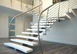 Stainless Steel Railing Straight Flight Staircase Single Stringer Carbon Steel