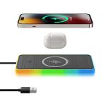 Apple Compatible Black Wireless Car Charging Pad Charge Non-Slip Pad With RGB