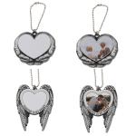 Sublimation Angel Wing Blank Car Hanging Ornament Pendant Love Heart Shaped