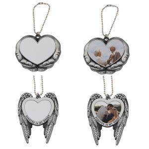 Wholesale Sublimation Angel Wing Blank Car Hanging Ornament Pendant Love Heart Shaped Personalized Photo For Home Window DIY from china suppliers