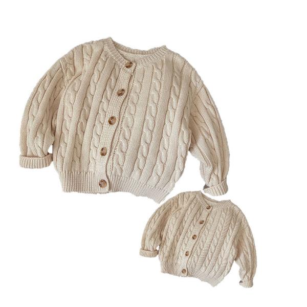 Mommy And Me Chunky Knitted Sweater Cardigan Cotton Thick Winter Hand Knit