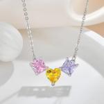 YASVITTI 925 Sterling Silver Multicolored Heart-Shaped Zirconia Pendant Necklace