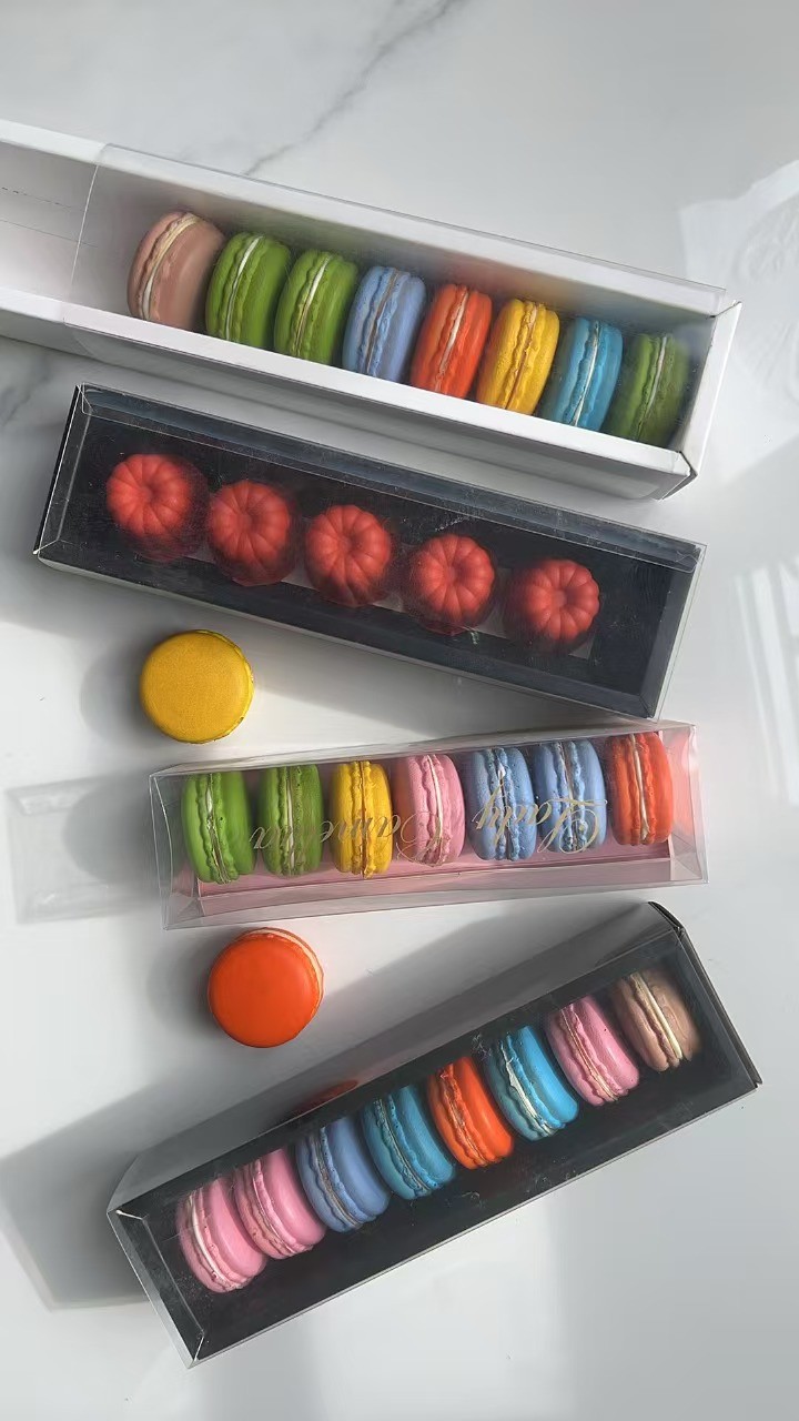 French Baking Pastry Macaron Packaging Box Clear Blister Food Box Embossing Printing
