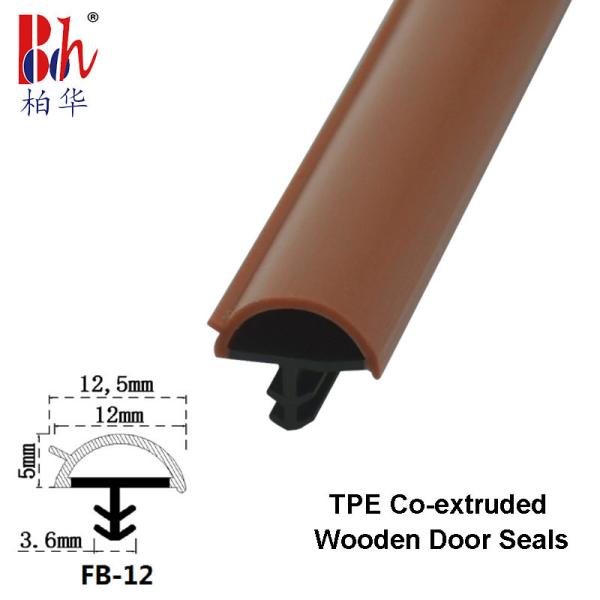 D Shape Wooden Door Co Extrusion Weatherstripings Sealing Strips Teak Color 12