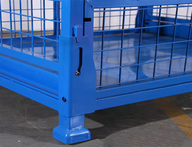 Galvanized Storage Box 6.4mm Metal Pallet Cage With Feet / Foldable Wire Frame