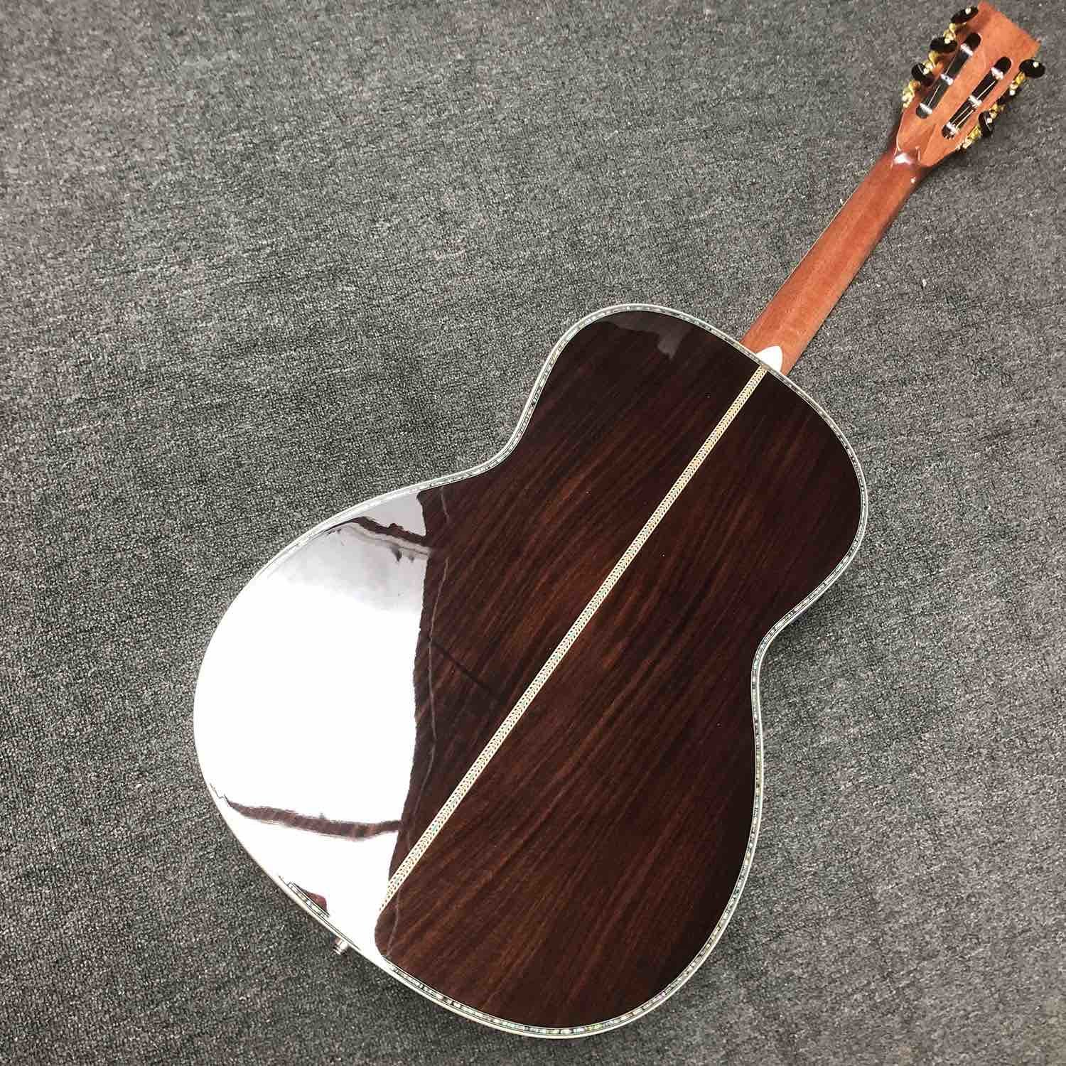 Custom 39 Inch OOO 45AA AAAAA All Solid Wood Acoustic Guitar with 301 Electronic EQ Ebony Fingerboard Slotted Headstock