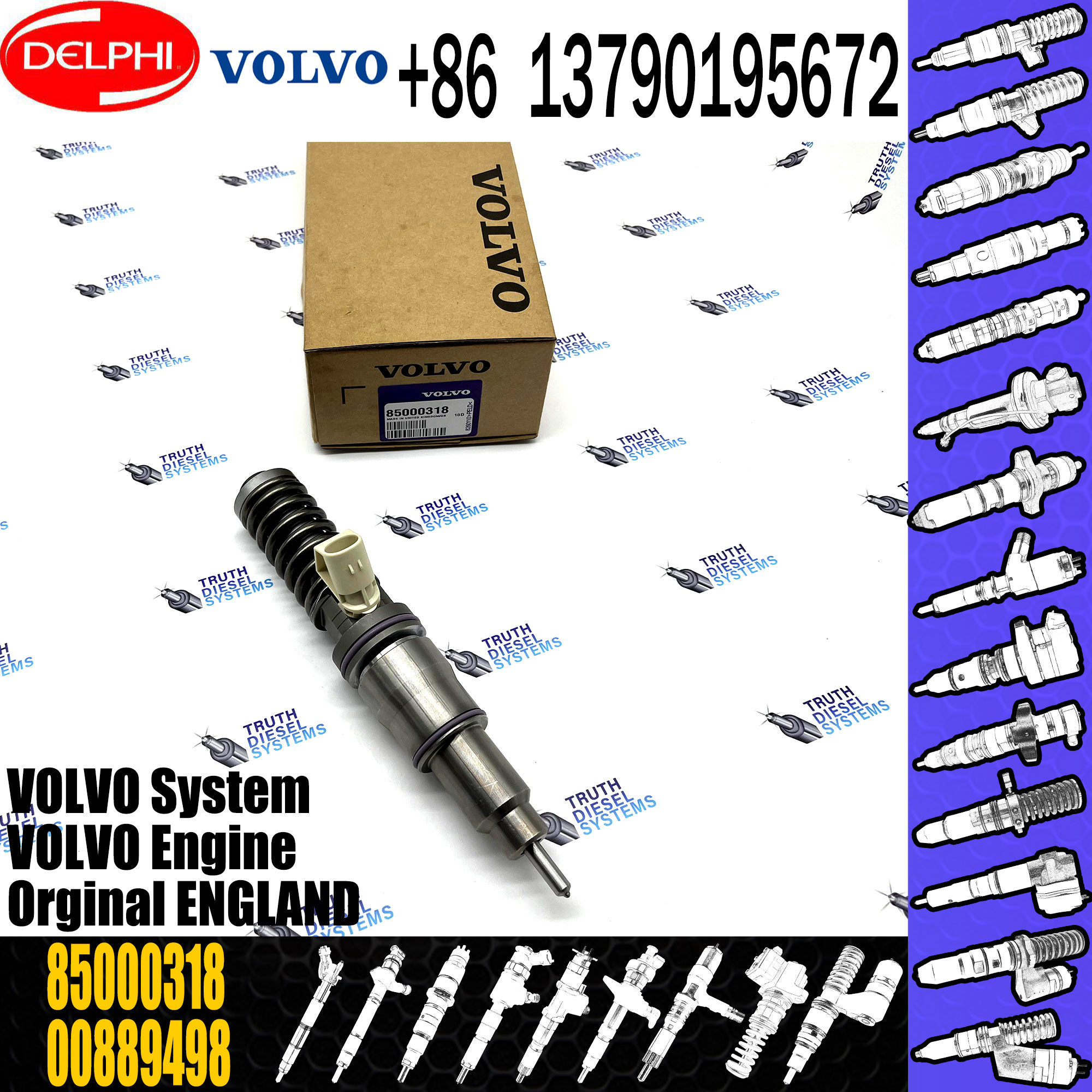 Injector 85000318 20544186 BEBE4C04001 BEBE4C04101 FH16 16.1D Euro 3 Diesel Injector for VOL FH 16