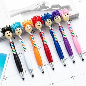 Wholesale Cute Cartoon Plastic Ball Pen Doll Head Touchscreen Ballpoint Pens Kids Gift from china suppliers