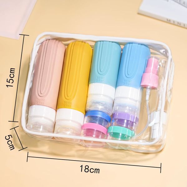 TSA-Approved Silicone Travel Bottle Set with Wide Mouth Design for Easy Refilling and Customizable Options