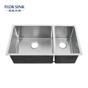 Wholesale Handmade 18% Chrome Stainless Steel Kitchen Sink Two Bowl from china suppliers