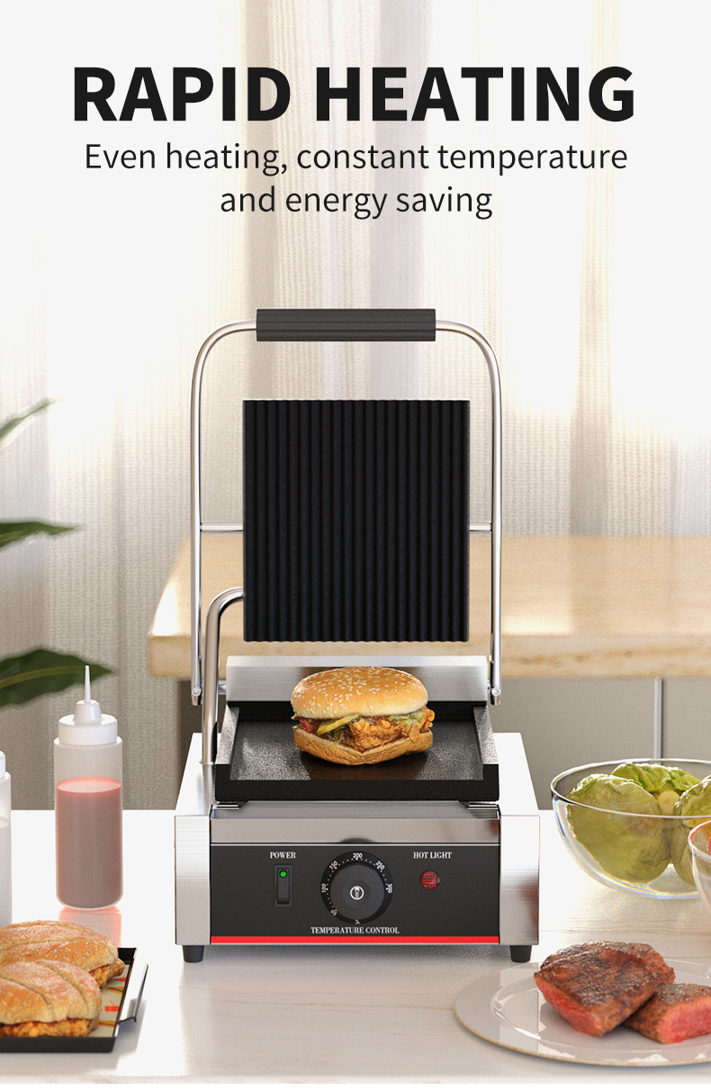 Electric Silver White Table Top Panini Contact Grill for Perfectly Grilled Sandwiches