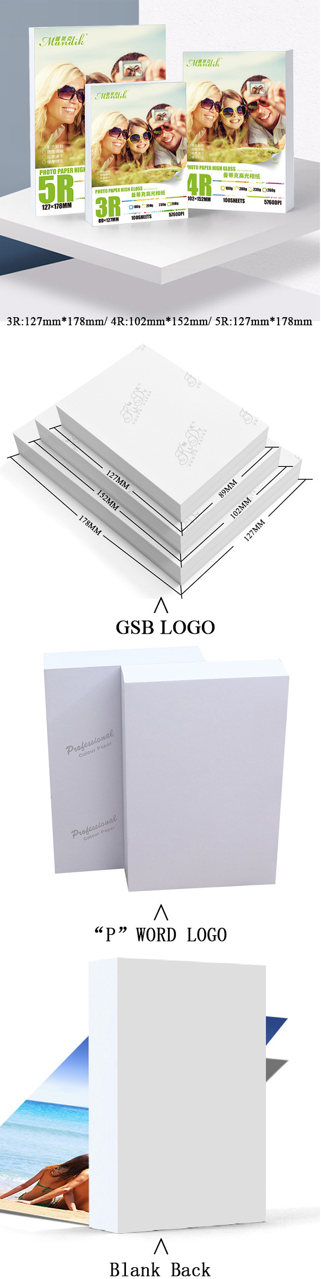 Cast Coated Inkjet Printing 5R Glossy Photo Printer Paper