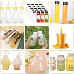 Wholesale Hot Sale Empty Transparent 250ml 350ml 500ml Square Cold Beverage Milk Tea bottles With Black Lids from china suppliers