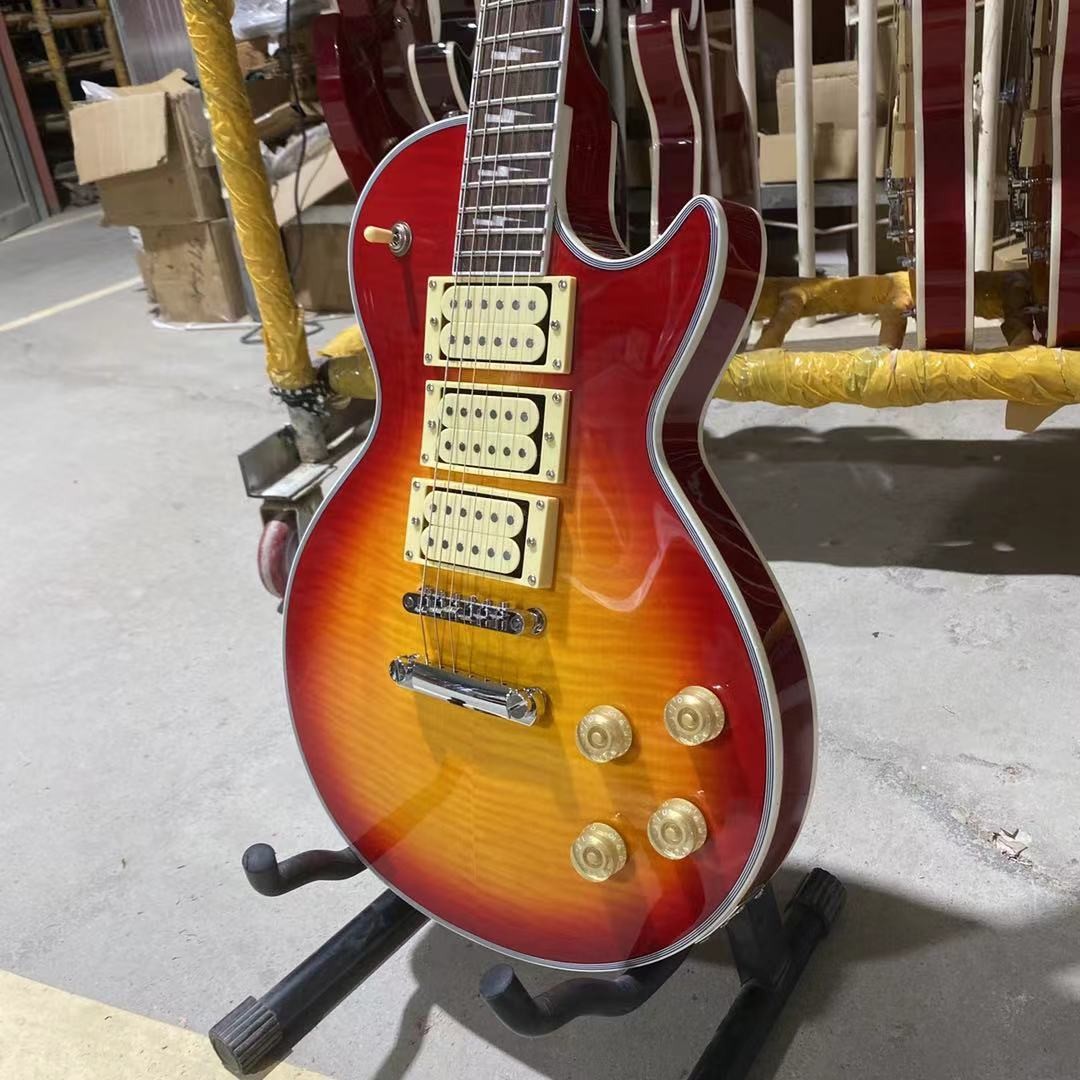 Custom Ace Frehley Cherryburst Color LP Electric Guitar with Hummbucker Pickups