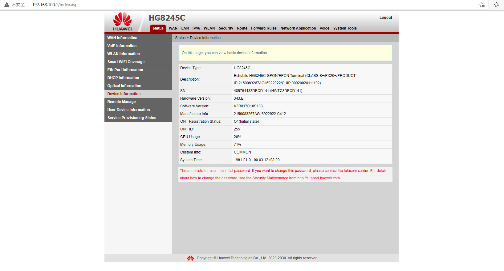 HG8245C HUAWEI GPON ONU Hisilicon Chipset Huawei FTTH Modem 1GE 3FE
