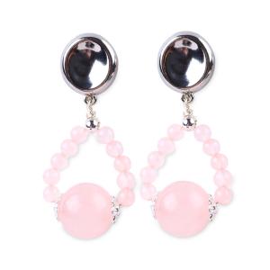 Wholesale Handmade Crystal Stone Earrings Rose Quartz Gemstone Beaded Pendant Earrings from china suppliers