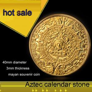 China China made custom challenge old gold coin /mayan aztec long count calendar coin on sale