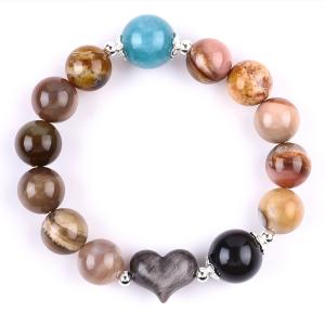 Wholesale Handmade Gemstone Beaded Bracelet Natural Petrified Wood Stone Bracelet Adjustable Peal Charms Bracelet For Party Daily from china suppliers