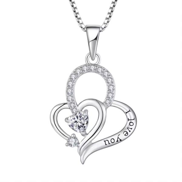 YASVITTI I Love You Heart Pendant Necklace Multi Colored Heart Cubic Zirconia