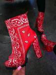 Blue Satin Leather OEM Women'S High Heel Platform Boots Anti Slippery