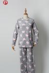 EU Standard Butterfly Print Soft Bathrobe Warm Fleece Women Pajamas Set