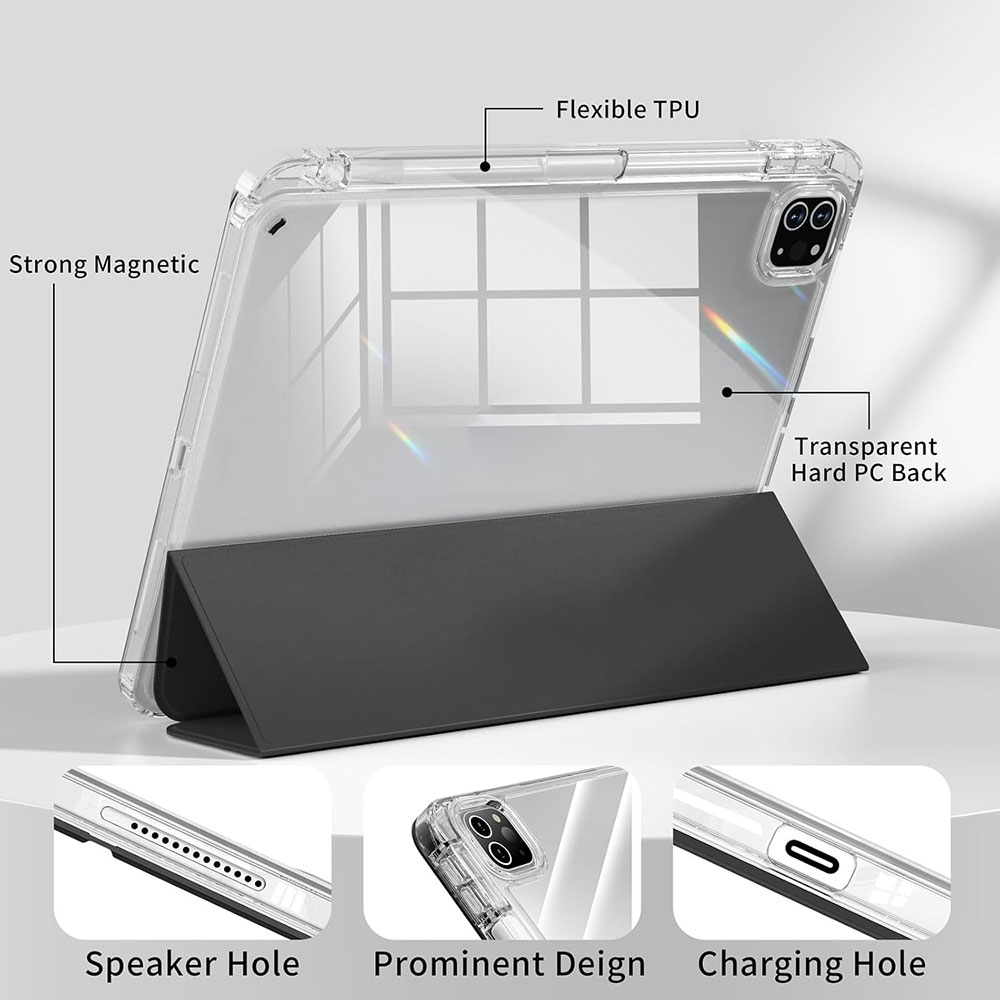 Custom Logo Clear Shockproof Case for iPad Mini 8.3" | Tri-Fold Stand | Sleep/Wake | Pencil Slot | OEM Packaging