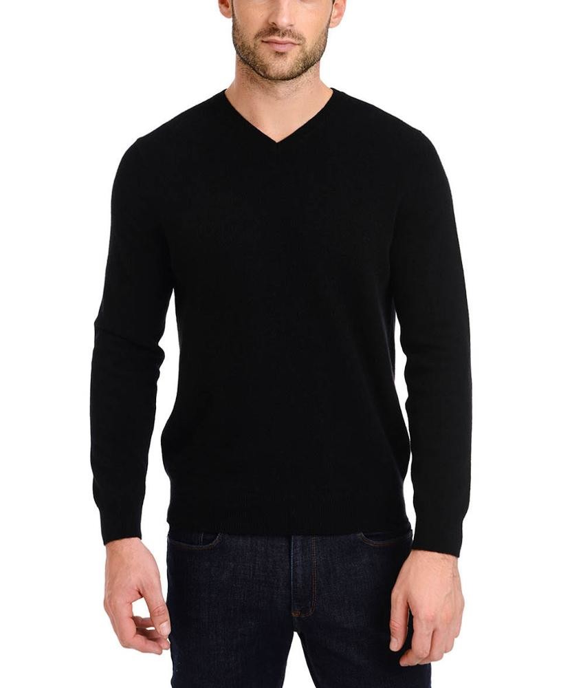 Plain Type Men'S Knit Cashmere Sweater / Knit Pullover Sweater OEM 12GG Gauge