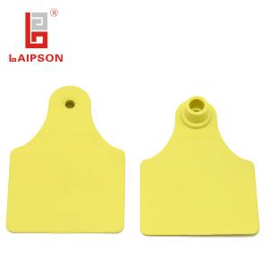 Wholesale Middle Size Livestock Cattle Ear Tags Anti Fading Yellow 79*56mm TPU Material from china suppliers