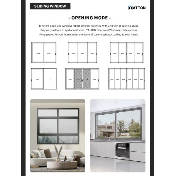 Modern Aluminum Sliding Window with Stainless Steel Screen for Kitchen & School Use