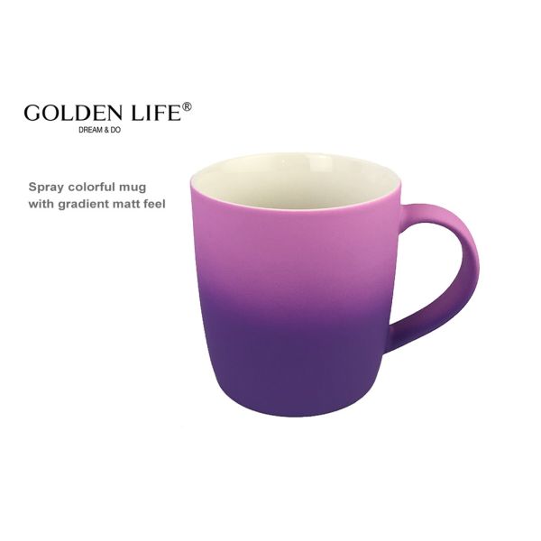 380CC Pretty Gradient Colours Custom Coffee Mugs For Gift