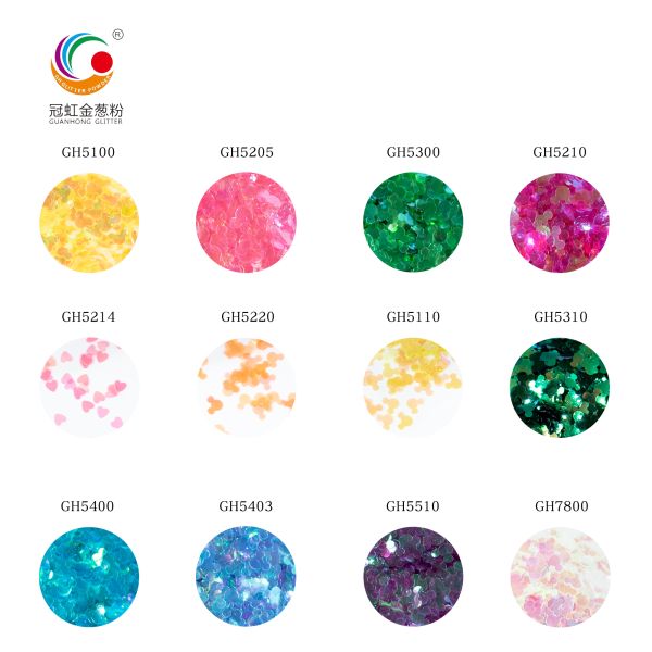 Pink Black Rainbow Chunky Nail Art Glitter Powder Heart Shaped For Crafts