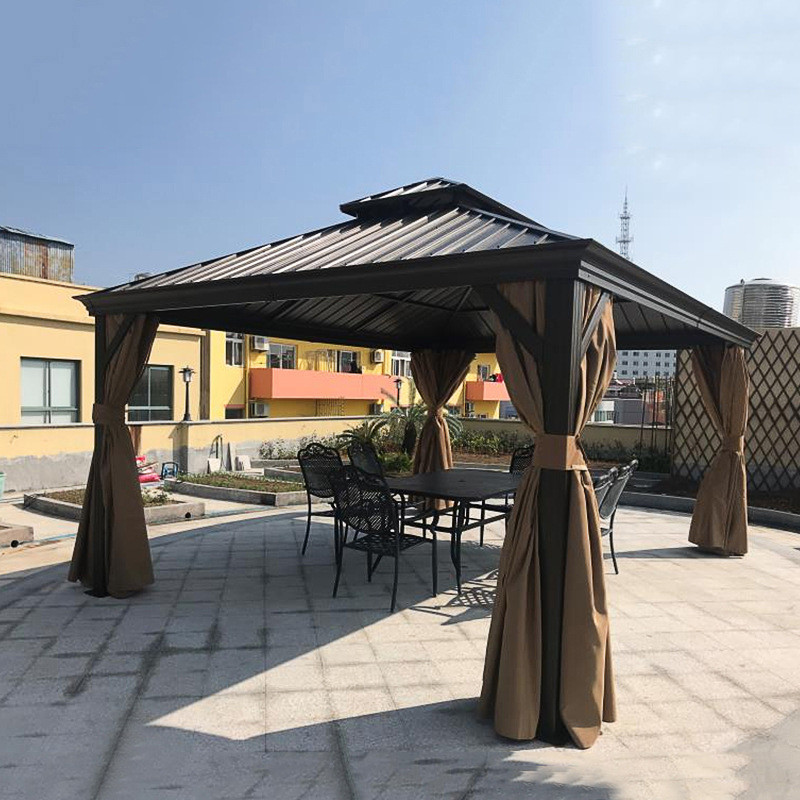 Galvanized Steel Metal Double Roof Aluminum Gazebo Outdoor Hardtop Gazebo