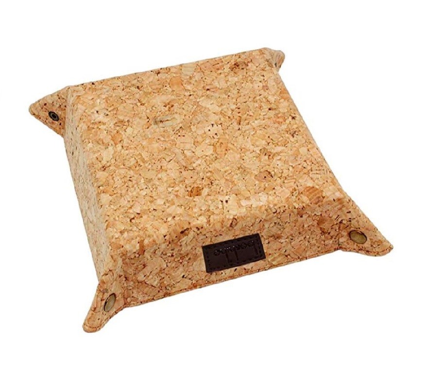 Eco-Friendly Vegan 8'' Natural Cork Tray for Jewelry, Key Phone, Coin Box Storage
