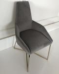 Polished brass metal base Modern design grey velvet fabric upholstery dining