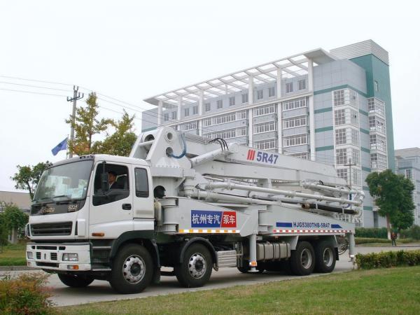 Quality 47m Isuzu Concrete Pump Truck Mounted 8x4 / Concrete Placing Equipment for sale