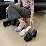 Luxurious Womens High Heel Sandals Swede Leather Rubber Outsole Sheep Suede
