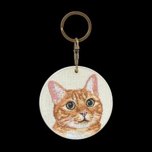 Wholesale Realistic Ginger Cat Keychain - Hand-Embroidered Fur Details + Rust-Proof Ring + Purrfect Gift for Cat Lover from china suppliers
