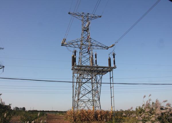 220KV Transmission Steel Tower Hot Dip Galvanized Surface For Overhead Power