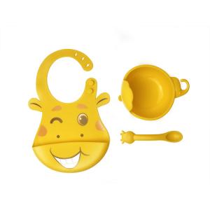Wholesale Baby Feeding Set Silicone Bibs And Bowls Giraffe Shape BPA Free Customized from china suppliers