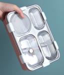 Metal Bento Lunch Box 4 Compartment 304 Stainless Steel Sealed Insulation 1130ml
