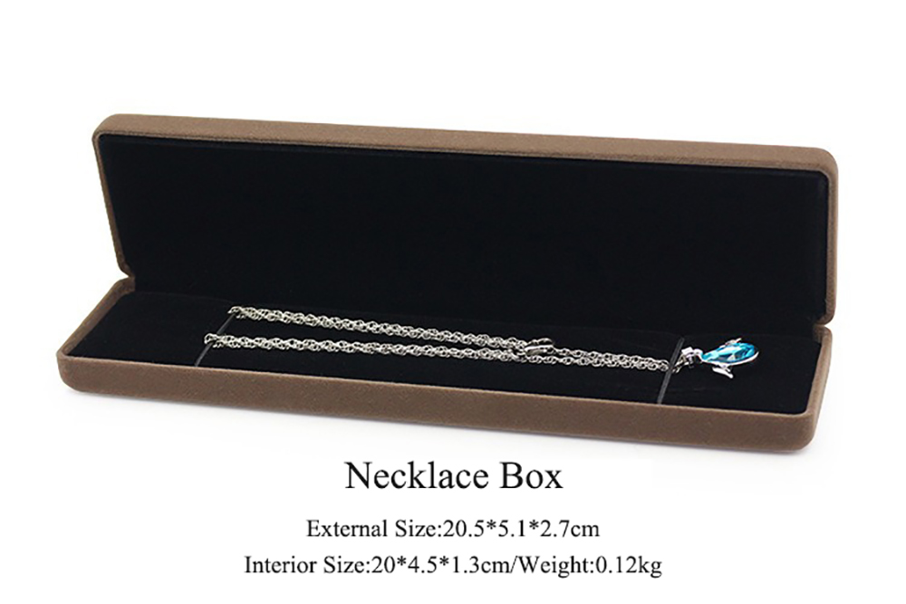 Brown Jewelry Velvet Packaging Box For Necklace Rings