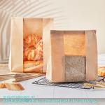 Large Bread Bags, 13.7 X 8.2 X 3.5 Inches Kraft Paper Bakery Bags With Windows