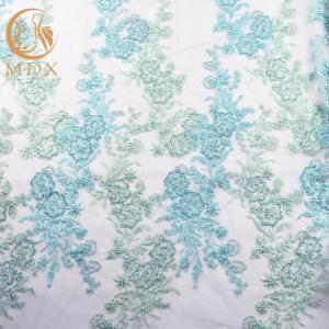 Wholesale MDX Mint Green Pattern Lace Fabric 91.44 Cm Length Tulle Beaded Embroidered from china suppliers