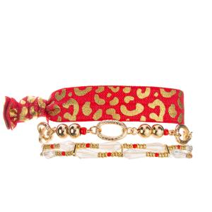 Wholesale 7.25 inches Beaded Stretch Bracelet Sets red and gold Color mixture material from china suppliers