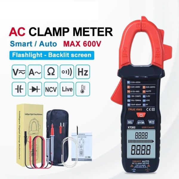 True RMS Smart Auto Digital Clamp Meter 6000 Counts AC DC Multimeter