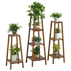 Wholesale Multi-layer Solid Bamboo Plant Shelf Stand for Household Balcony Eco-Friendly Material from china suppliers