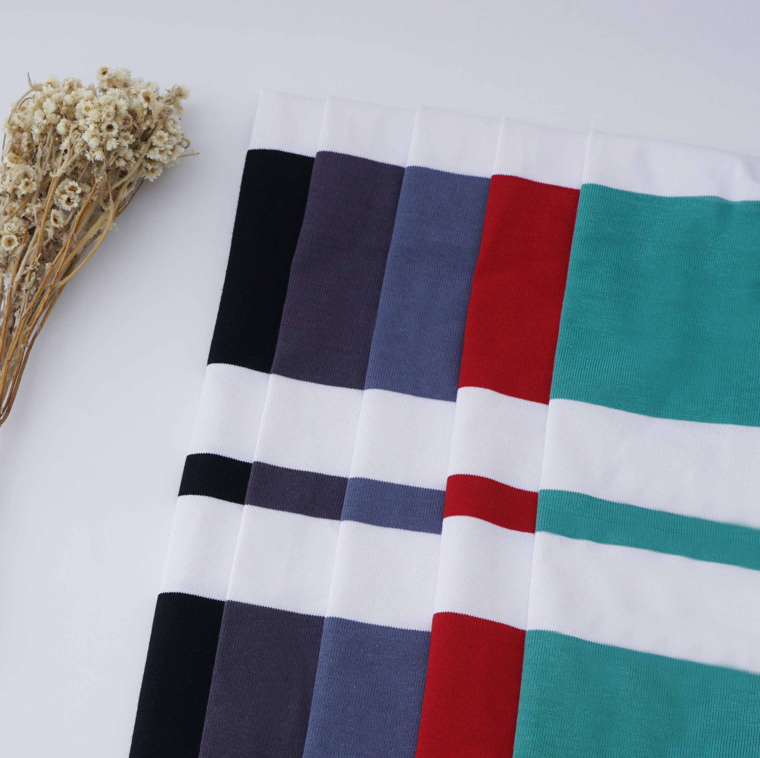 Skin-Friendly, Soft And Not Prone To Deformation Striped Knit Fabric For Casual Wear